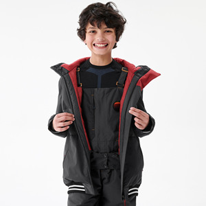 Chaqueta de Esquí Impermeable con Capucha para Niñas, 10,000 mm, Poliéster, Cierre de Cremallera, Estampado Digital, Estilo Deportivo, Ropa de Exterior para Niños, Algodón PP - Product Image 6