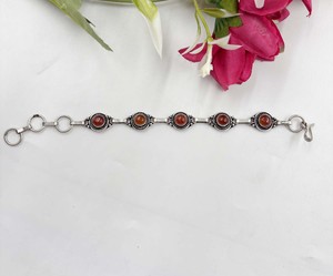 Natural Carnelian Gemstone <b>Bracelet</b> 925 Sterling Silver Plated Handmade Link <b>Bracelet</b> Vintage <b>Boho</b> Adjustable <b>Bracelet</b> for Women - Product Image 4