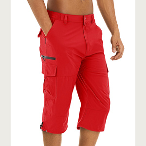 Classic Solid Color Men’s Capri Jogger Pants Minimal Multi Pocket Design Casual <b>Breathable</b> Capri <b>Trousers</b> For Urban Life Wear - Product Image 2