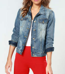 Veste en jean courte à manches courtes pour femme, style streetwear vintage délavé, faible MOQ, service OEM/ODM - Product Image 5