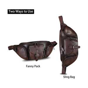 Elegante Riñonera con Aspecto de Cuero, Cinturón Ajustable, Múltiples Bolsillos, Bolsa Cruzada Utilitaria para Viajes al Aire Libre, Correr y Senderismo - Product Image 4