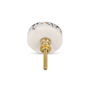 Boutons de commode en marbre sculpté à la main Shubham avec motif floral et texture terrazzo pour la décoration de la maison - Product Image 3