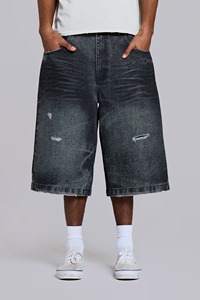 Jean short en jean vintage pour homme, 100 % coton, taille mi-haute, longueur genou, séchage rapide, écologique, style urbain, très tendance et très demandé - Product Image 3