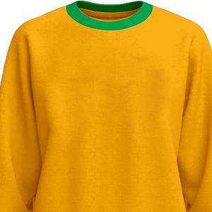 Sweat-shirts à col rond jaunes avec logo personnalisé et bordure verte, coupe classique, en molleton, style décontracté, couleur unie, manches longues - Product Image 4
