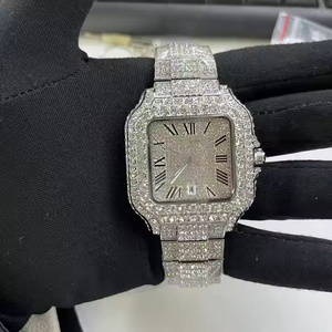 Montre Homme Diamant Quartz Moissanite Hip Hop Bustdown Luxe THE Watch Montre-Bracelet Homme Élite avec Lunette Sertie de Diamants - Product Image 4