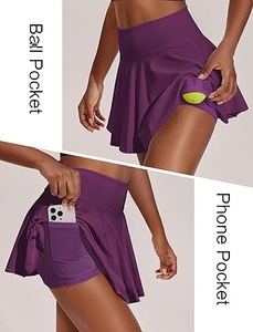 Conjunto de Falda de Pickleball Morada para Mujer, Top Corto Negro sin Mangas, Ajustado, Transpirable, Ropa Deportiva de Poliéster para Todas las Temporadas - Product Image 4