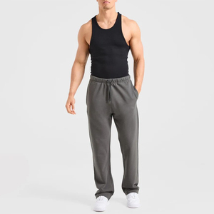 Hot Selling Wholesale Men's Grey <b>Straight</b> <b>Leg</b> Sweatpants Elastic Waist Cotton Casual <b>Track</b> <b>Pants</b> & Pockets Custom Logo Joggers - Product Image 3