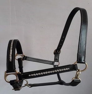 1Inch Wide High Quality Woven Leather Rope <b>Halter</b> with Adjustable Metal Hardware - Product Image 3