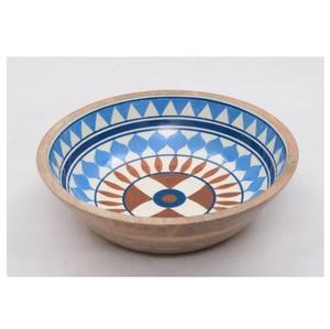 Bol de service rond en bois avec impression émail bleu et blanc pour la table, la maison et la cuisine d'hôtel - Product Image 6