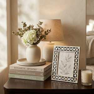 Aurelia Nova mop inlay Photo <b>Frame</b> Premium Handmade Decorative Inlay Picture Holder with Artistic <b>Black</b> & White Design, Custom - Product Image 3