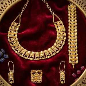 Vente en gros de parures de bijoux de mariage européennes plaquées or 14K18K24K, design floral traditionnel, parures de bijoux de mariée à la mode - Product Image 2
