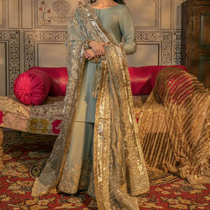 Robe de mariée de créateur pakistanais, tenue de mariée, ensembles Gharara, robe Sharara, Gharara en mousseline, best-seller 2025 - Product Image 6