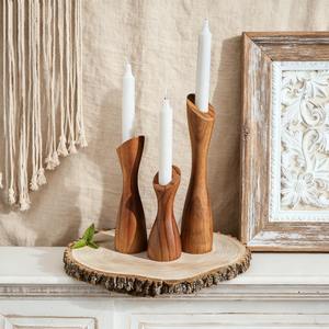 เชิงเทียนไม้ตกแต่งห้องนั่งเล่น งานฝีมือทำมือ ของขวัญ ของตกแต่งโรงแรมร้านอาหาร ขายส่งจำนวนมาก คุณภาพส่งออก - Product Image 4