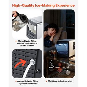 Macchina per il Ghiaccio Portatile Autopulente da Bancone, 15 kg al Giorno, con Cucchiaio e Accesso a Cassetto, per Ghiaccio a Pepite - Product Image 6