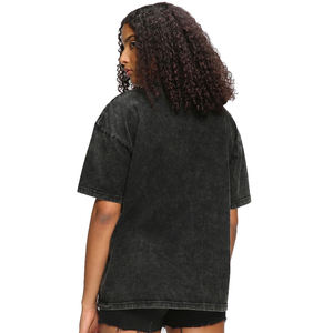 Wholesale Women Custom Design Acid Wash T-Shirt High Quality 100%Cotton Blend Loose Fit <b>Summer</b> Breathable Print Mesh <b>Decoration</b> - Product Image 3