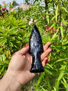 Handcrafted Black Obsidian Gemstone Arrowhead Knife with <b>Crystal</b> Blade-Reiki & Feng Shui Healing Home Decor - Product Image 5
