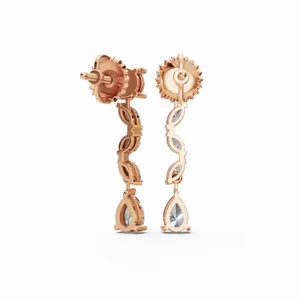 ต่างหูดีไซน์ Twinkling Vine ประดับเพชรทรงมาร์คีส์เพียร์คัท 10 เม็ด เพชรเลี้ยงในห้องปฏิบัติการ ทองคำขาว 18K รับรองโดย IGI เครื่องประดับผู้หญิงสุดอินเทรนด์ - Product Image 3