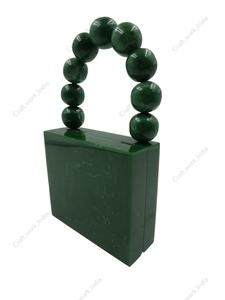 Bolso de mano indio hecho a mano de resina con asa de cuentas, bolso de lujo para fiestas y bodas para mujer - Product Image 3