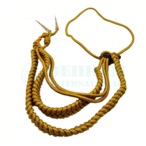 High Quality <b>Braided</b> Thread Wire Recycled Aiguillettes Brass Tips Uniform <b>Cord</b> 100% Metallic Yarn Eco-Friendly Classical Garment - Product Image 2