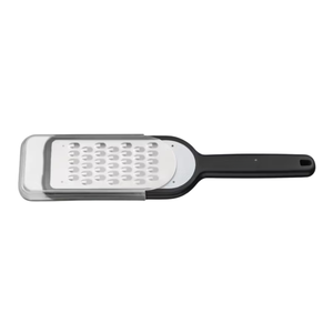 Râpe de cuisine noire portative en acier inoxydable avec lame tranchante, poignée ergonomique et couvercle pour râper le fromage, les légumes et les fruits - Product Image 5