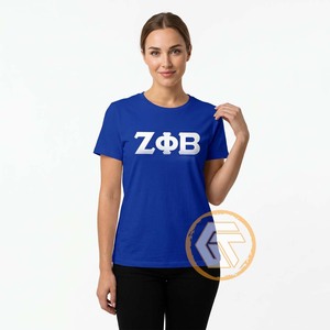 GREEK TREASURES เสื้อยืดลำลองปักโลโก้ Zeta Phi Beta Sorority สำหรับผู้หญิง ผ้าฝ้าย 100% คอกลม คุณภาพสูง - Product Image 3