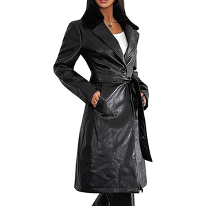 High Quality Womens Lambskin Leather Long Coat Customized Fashionable Full Sleeve Genuine Leather Trench Winter Jacket 2026 - Product Image 4
