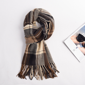 Luxury Polyester Cotton Casual Long Style Hijab Wraps Soft Tassel Custom Scarf Winter <b>Women</b> Artificial Cashmere Plaid <b>Shawl</b> - Product Image 2