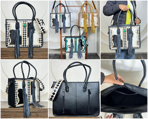 Bolso de Mano de Diseño 2026, Bolso de Hombro de Cuero con Diseño a Cuadros, Bolso Tote de Lujo para Mujer con Piedra Turquesa - Product Image 3