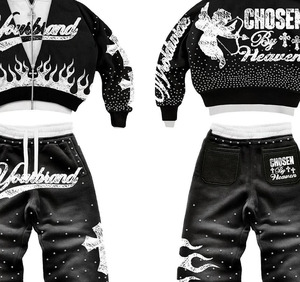 Conjunto de Chándal Personalizado con Estampado de Llamas en Blanco y Negro, Sudadera con Capucha, Manga Larga, Estilo Urbano, Unisex, para Adultos, Otoño, con Cordón Ajustable y Bolsillos, Corte Holgado - Product Image 6