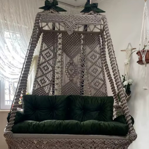 Columpio Doble de Macramé para Jardín, Columpio Colgante, Silla Colgante de Macramé, Regalos de Aniversario, Regalos para el Hogar - Product Image 1