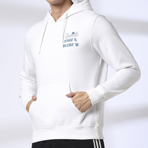 Custom <b>Men</b>’s <b>White</b> Pullover Hoodie with Mountain Coordinate Chest Print and Kangaroo Pocket Casual <b>Sweatshirt</b> - Product Image 1