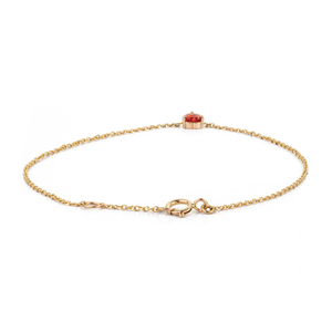Pulsera Minimalista Hecha a Mano con Zafiro Naranja en Forma de Corazón, Oro Amarillo Sólido de 14K, Joyería Fina para Uso Diario - Product Image 5