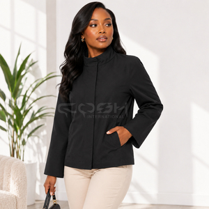 Veste en coton noire élégante Cosh International Sorority Sisterhood, coupe décontractée, logo personnalisé, coupe-vent en polyester tissé, idéale pour l'automne - Product Image 4