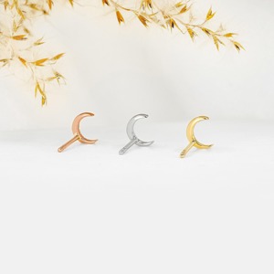 Pendientes de Oro de 14K con Diamantes Cultivados en Laboratorio, Diseño de Luna, para Mujer, Joyería Minimalista para Boda y Aniversario - Product Image 1