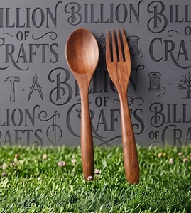 Ensemble de cuillères et fourchettes en bois de qualité supérieure, fabriquées à la main, en bois naturel, ustensiles de cuisine, vaisselle de table, qualité d'exportation - Product Image 1