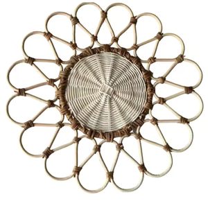 Assiettes de présentation en rotin naturel faites à la main de 13 pouces pour décoration de mariage rustique, style bohème, écologiques, pour la mise en place de la table à dîner - Product Image 5