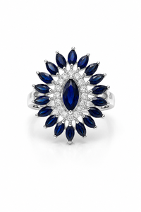 Bague sertie de rubis et de diamants en argent sterling 925 plaqué rhodium, luxe pour fiançailles et mariage - Product Image 4