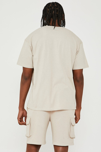 Ensemble T-shirt et short pour homme de haute qualité en coton biologique, T-shirt oversize à col rond et épaules tombantes, survêtement pour homme - Product Image 2