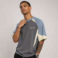 T-shirt Raglan Oversize Personnalisé Color Block 220 GSM Coton Polyester Impression par transfert Logo 3D en relief Streetwear Tee OEM ODM