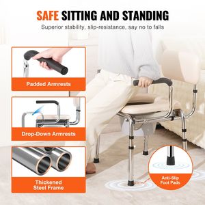 7 livelli di altezza regolabile 5.8L secchio rimovibile 350 libbre di capacità WC portatile per adulti anziani 350 libbre di capacità assemblare facilmente - Product Image 3