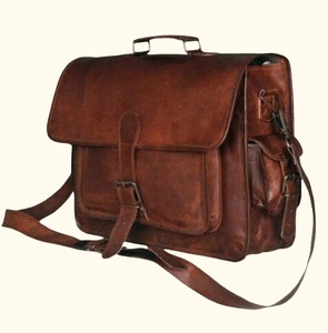 Classic <b>Men's</b> Genuine Cow <b>Leather</b> Briefcase With Buckle Closure And Adjustable Strap For Business Use - Product Image 2