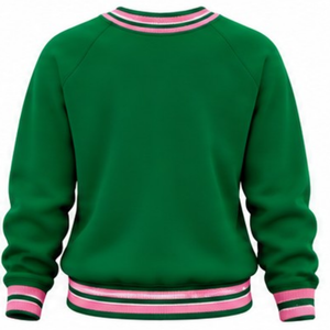 Green Sisterhood Women Crew Neck <b>Sweatshirt</b> Knitted Rib Trim Letter <b>Heart</b> Graphic Long Sleeve Casual Pullover Custom Fashion - Product Image 2