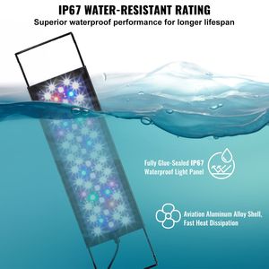 Lampada per Acquario a Spettro Completo 14W con Monitor LCD, Modalità RGB Naturale e Blu 24/7, Luminosità Regolabile, Timer per Vasche di Pesci, Supporto in Alluminio - Product Image 5