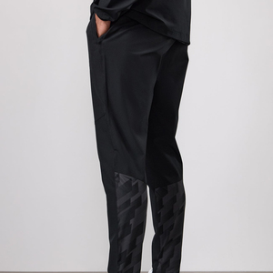 Men's Black Sweatpants With Geometric Pattern <b>Elastic</b> <b>Waist</b> Casual Pants Breathable Midweight Knitted Fabric Side Pockets - Product Image 4
