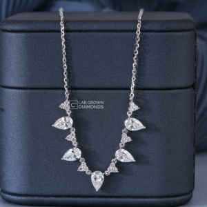 Pendentif en or blanc 14 carats avec moissanite taille poire et taille ronde pour femme, luxe, 2,27 carats au total, 3,82 grammes, bijoux fins, cadeau - Product Image 4