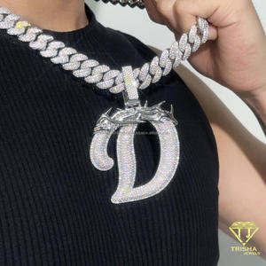 Letter D Custom <b>Initial</b> Pendant Necklace 925 Silver 18K Gold Plated Hip Hop Style Moissanite Iced Cuban <b>Chain</b> GIA Certified - Product Image 6