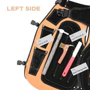 Kit d'outils de fermeur avec tablier de fermeur en cuir rembourré, râpe, couteau à sabots courbé, marteau, outil de ramassage et brosse métallique - Product Image 5