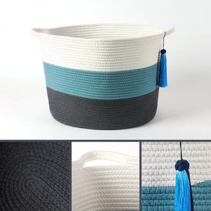 Elegant Three Tone Macrame Basket For <b>Toys</b> And Laundry Use And Multi Purpose Home Storage Organizer Wholesale From India - Product Image 5