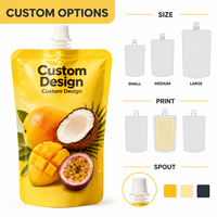 Pochettes à bec verseur personnalisées jaunes pour jus de fruits, emballage de remplissage à chaud pour purée de mangue, noix de coco et fruit de la passion, vente en gros