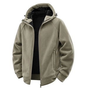 Mego Industry <b>Men's</b> Olive Green Cotton Lined Fleece <b>Safari</b> <b>Jacket</b> Winter Thick Zip up Waterproof Windproof Coat - Product Image 4